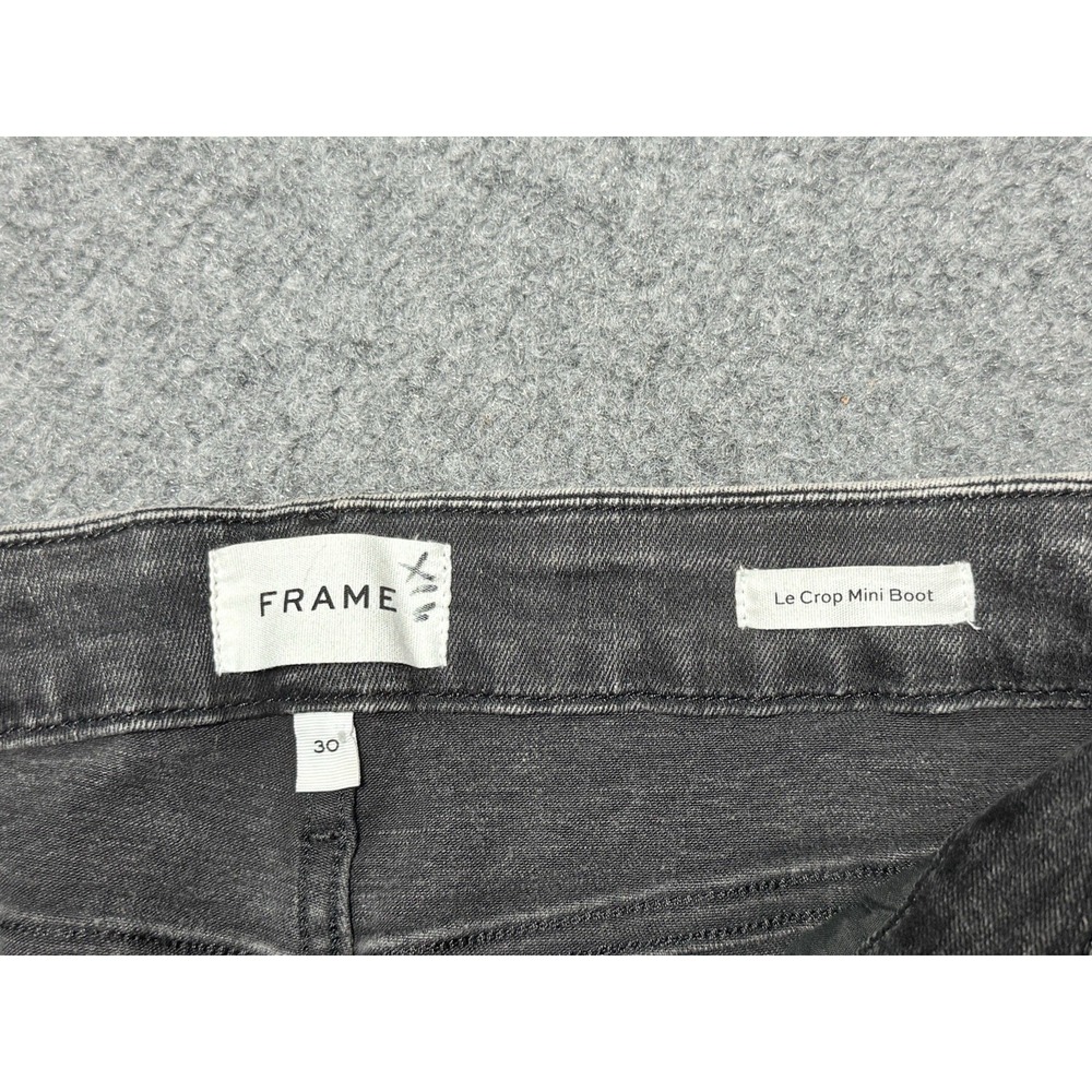 FRAME Jeans Womens 30 Black Le Crop Mini Boot Distressed Cropped LCMBRA710 - Picture 5 of 9